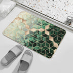 Leaves And Cubes Bath Mat