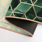 Leaves And Cubes Bath Mat