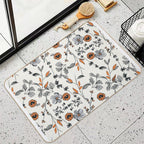 Orange Flower Pattern  Stain-Proof Bath Mat