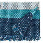 Fennco Styles Coastal Style Tasseled Striped Chindi 100% Cotton Table Runner 16 x 72 Inch – Blue Table Cover for Home Décor, Beach House, Dining Table, Banquets and Special Events