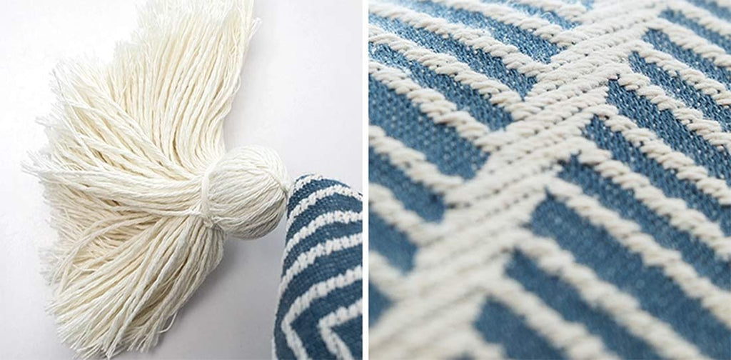Fennco Styles Contemporary Chevron Tassel Cotton Blend 14 x 71 Inch Table Runner – Woven Table Runner for Indoor Party, Family Gathering, Beach House and Home Décor