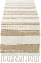 Fennco Styles Farmhouse Cotton Jute Table Runner with Tassel Fringe 14 x 72 Inch - Rustic Natural and Ivory Woven Table Cover for Kitchen, Dining Room, Everyday Use and Seasonal Entertaining