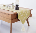 Fennco Styles Contemporary Chevron Tassel Cotton Blend 14 x 71 Inch Table Runner – Woven Table Runner for Indoor Party, Family Gathering, Beach House and Home Décor