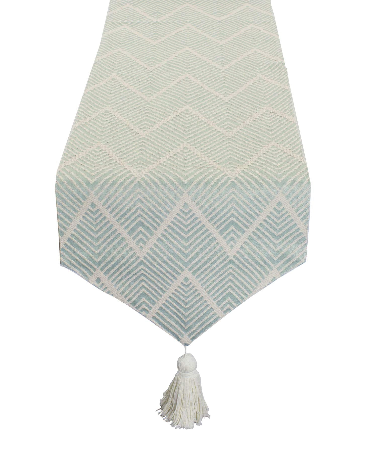 Fennco Styles Contemporary Chevron Tassel Cotton Blend 14 x 71 Inch Table Runner – Woven Table Runner for Indoor Party, Family Gathering, Beach House and Home Décor