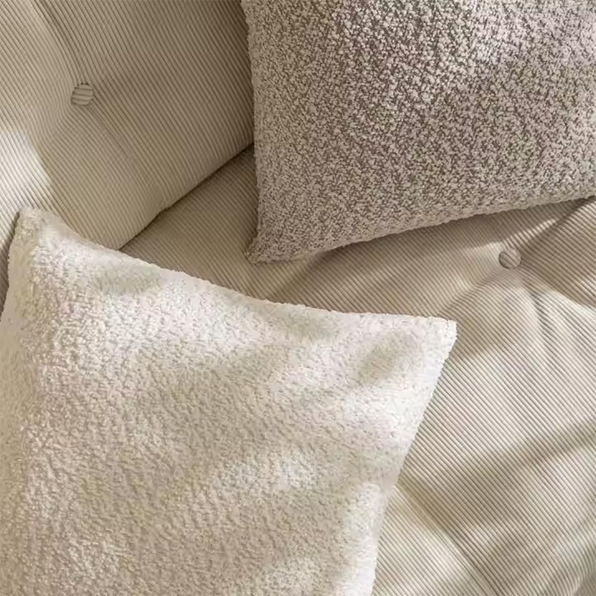 Fennco Styles Chenille Bouclé-Style Filled Throw Pillow 12" W X 20" L - Brown Soft Minimalist Decorative Cushion for Sofa, Bed, or Chair Décor
