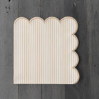 Fennco Styles Natural Scalloped Stripe Cloth Napkins 20" x 20", Set of 4 - Modern Farmhouse Table Napkins for Everyday Dining, Parties & Holiday Entertaining