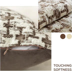 Fennco Styles Chenille Jacquard Decorative Filled Throw Pillow 18" W X 18" L - Brown Geometric Accent Pillow for Home, Couch, Bedroom, Living Room and Office Décor