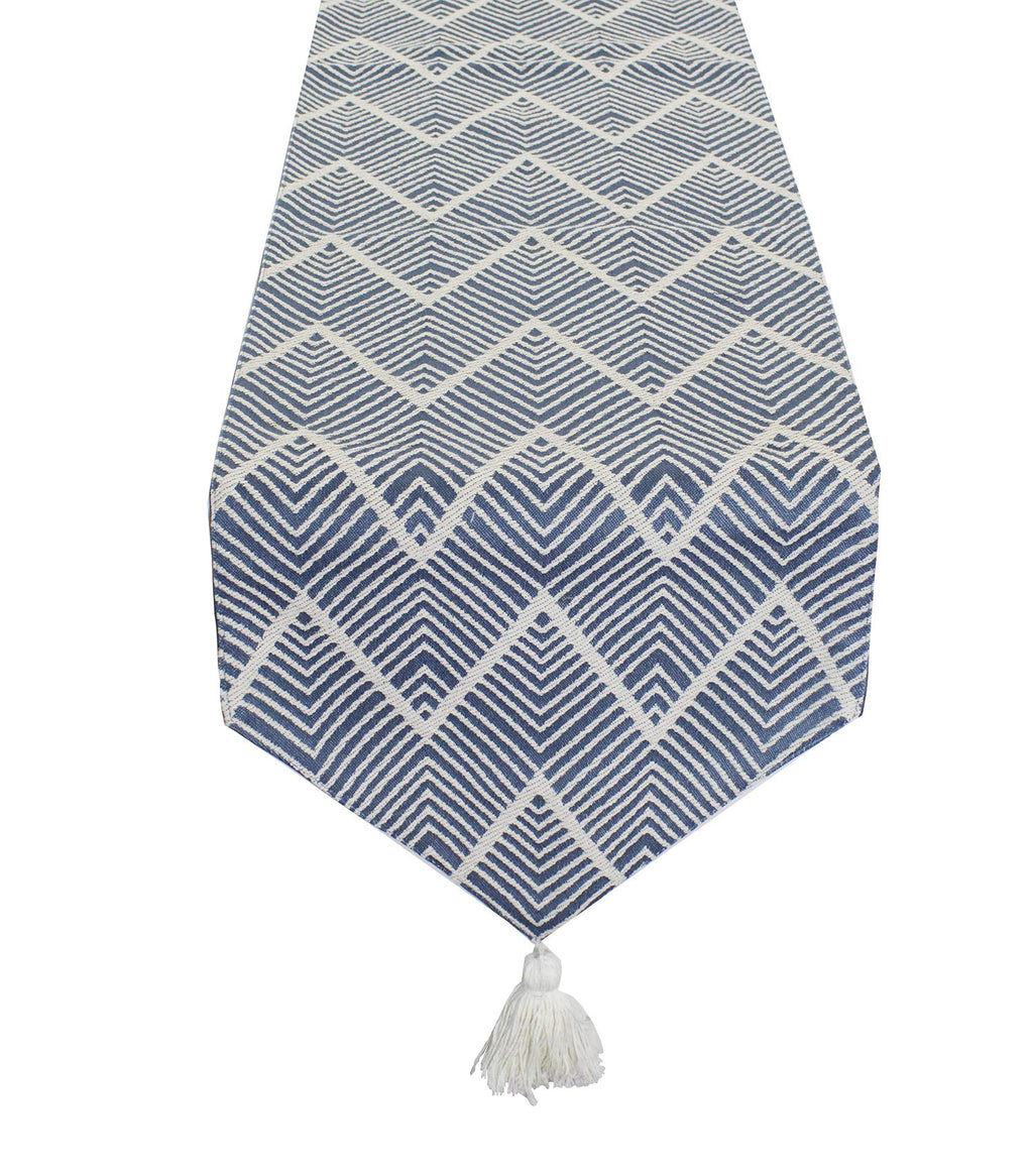 Fennco Styles Contemporary Chevron Tassel Cotton Blend 14 x 71 Inch Table Runner – Woven Table Runner for Indoor Party, Family Gathering, Beach House and Home Décor