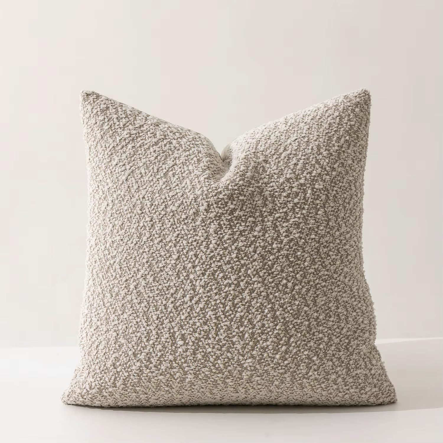 Fennco Styles Chenille Bouclé-Style Filled Throw Pillow 12" W X 20" L - Brown Soft Minimalist Decorative Cushion for Sofa, Bed, or Chair Décor