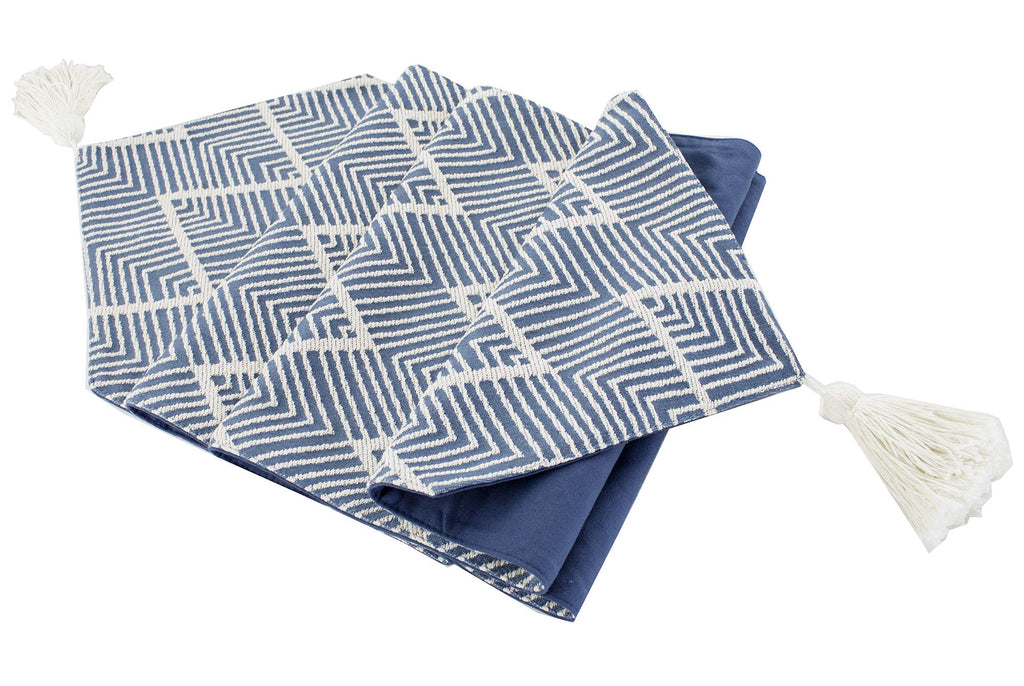 Fennco Styles Contemporary Chevron Tassel Cotton Blend 14 x 71 Inch Table Runner – Woven Table Runner for Indoor Party, Family Gathering, Beach House and Home Décor