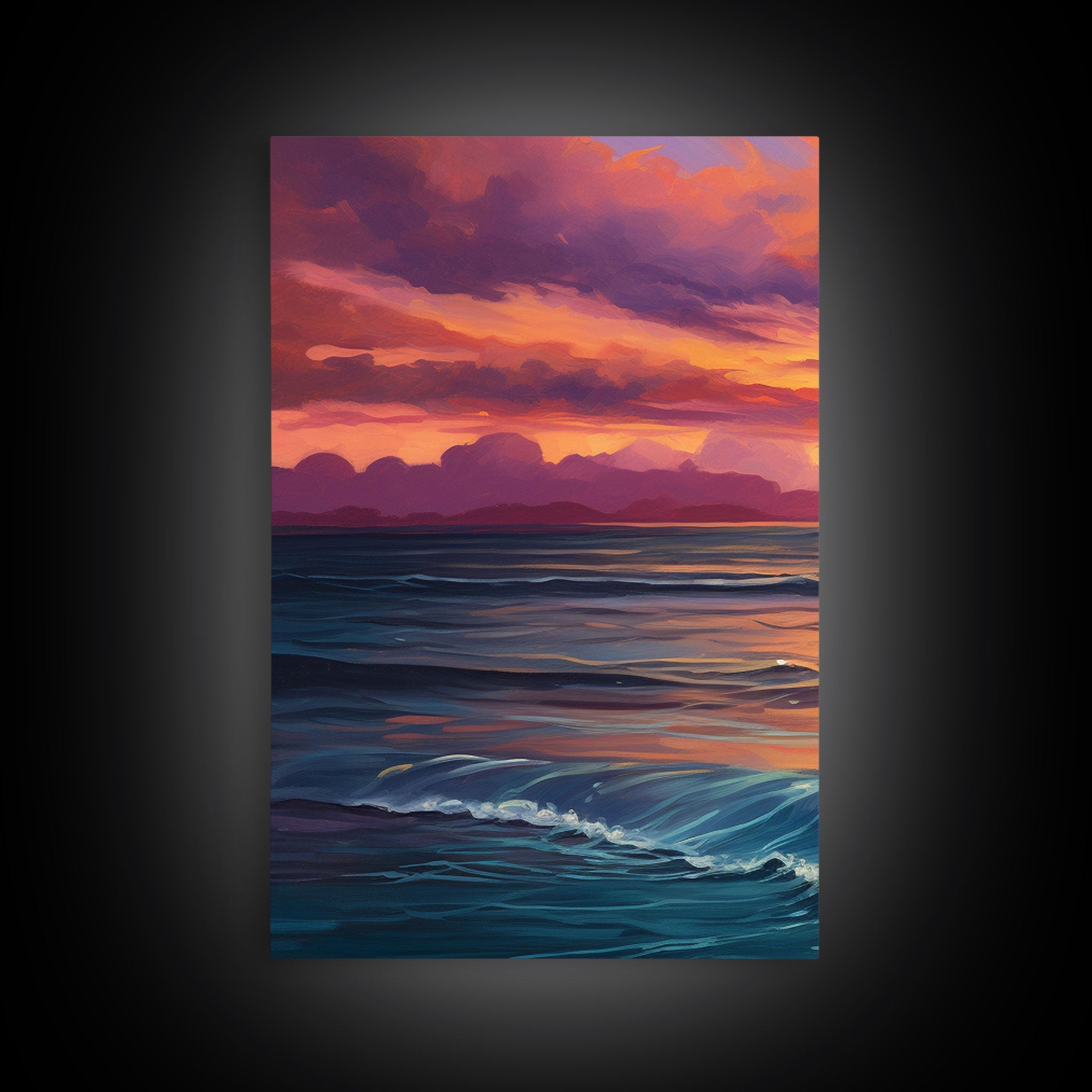 Watercolor Beach Landscape Canvas Wall Art — 3-Piece Coastal Panoramic Print
