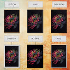 Triptych 3 Panel Wall Art - Framed Canvas Prints - Neon Flowers - Retro Style Flower Paintings - Boho Decor - Minimalist Wall Art - Modern