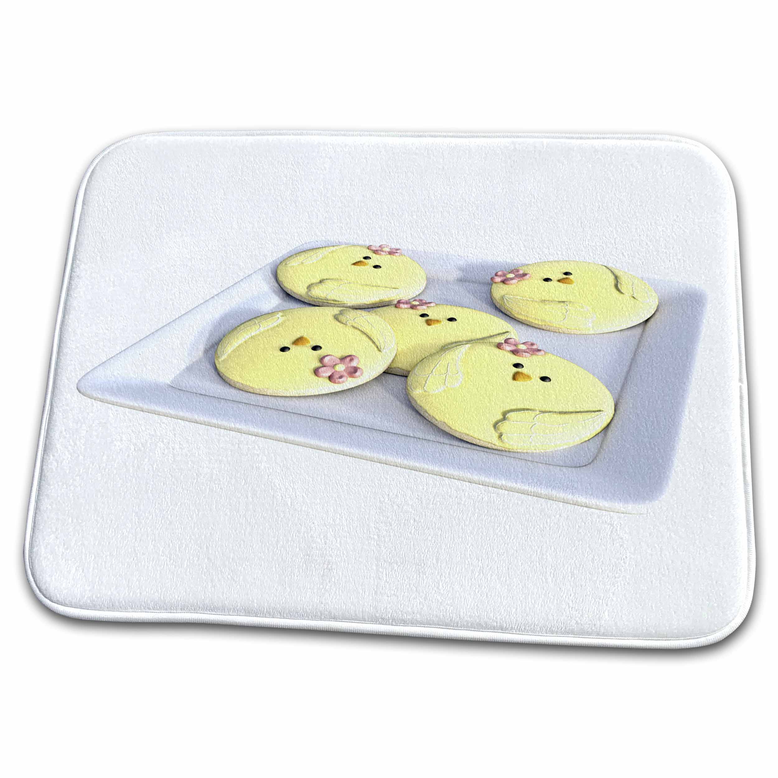 3dRose Plate of Yellow Easter Chick Cookies - Dish Drying Mats (ddm-256698)