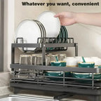 Hot-selling Bowl Rack - Double-layer Dish and Bowl Drainer Adjustable Kitchen Utensil Organizer Space-saving Suitable for Plates