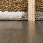 Atira Checkered Shag Area Rug — Cream & Brown Boho Living Room Rug
