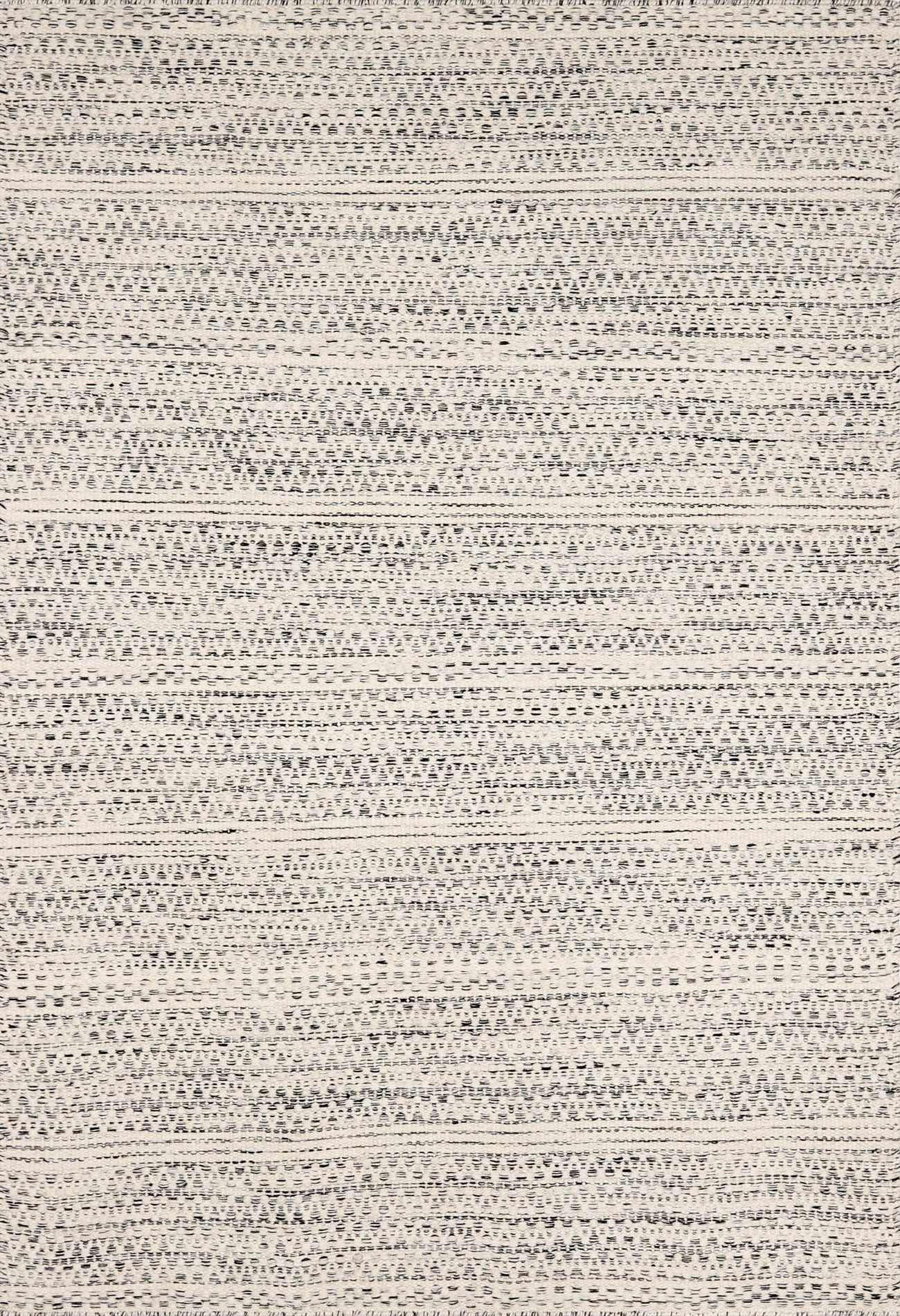 Williford Hand-Woven Wool Area Rug — Cream & Black Farmhouse Style