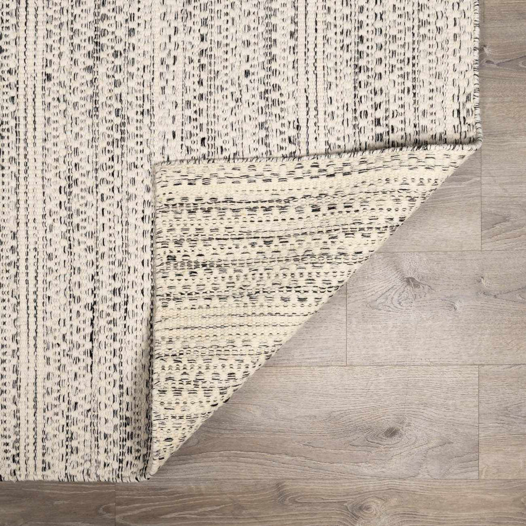 Williford Hand-Woven Wool Area Rug — Cream & Black Farmhouse Style