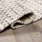 Williford Hand-Woven Wool Area Rug — Cream & Black Farmhouse Style