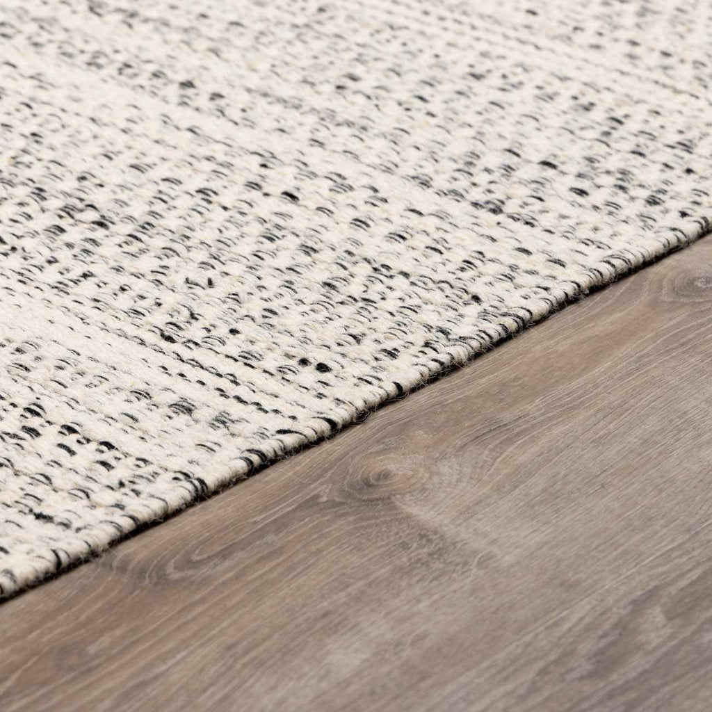 Williford Hand-Woven Wool Area Rug — Cream & Black Farmhouse Style