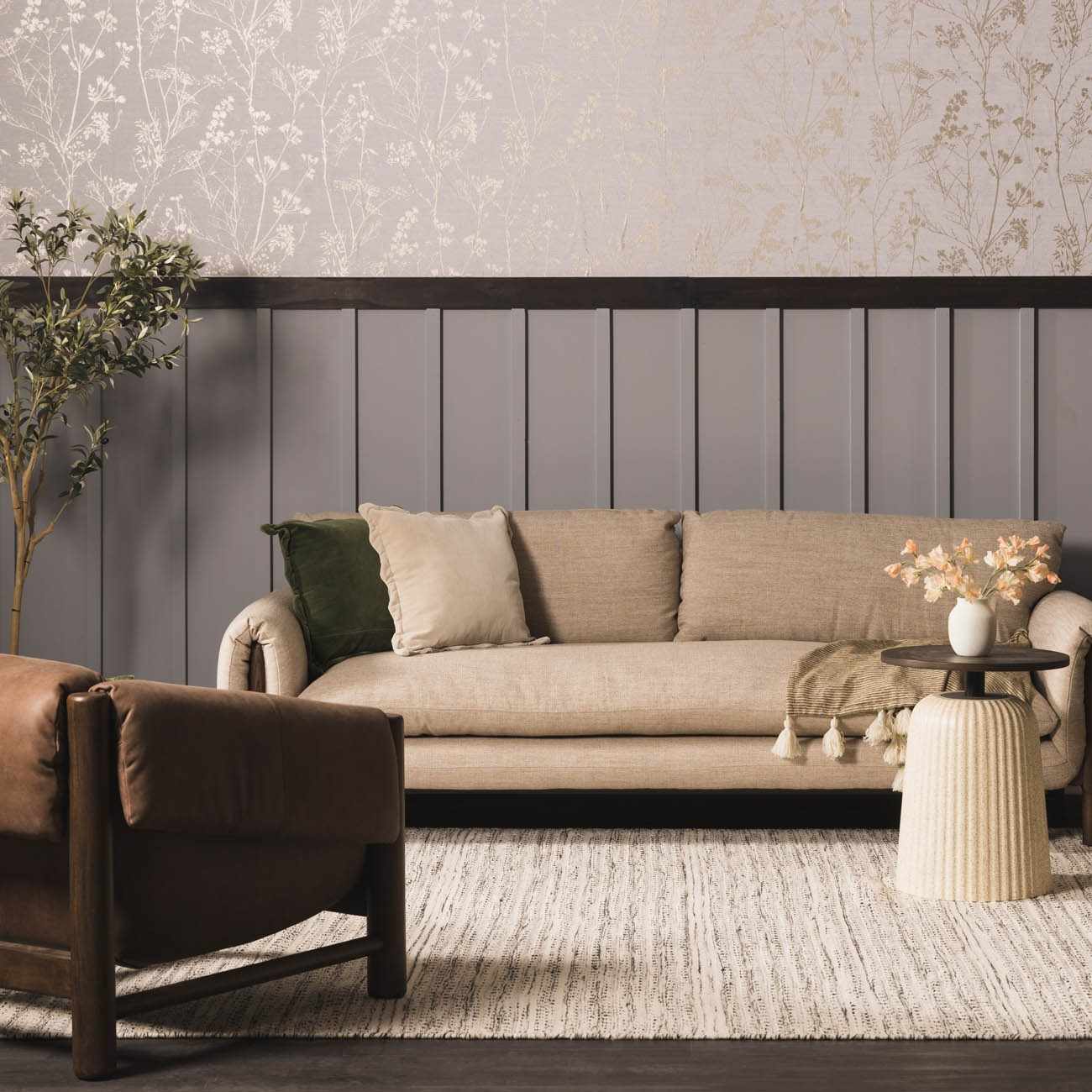 Williford Hand-Woven Wool Area Rug — Cream & Black Farmhouse Style