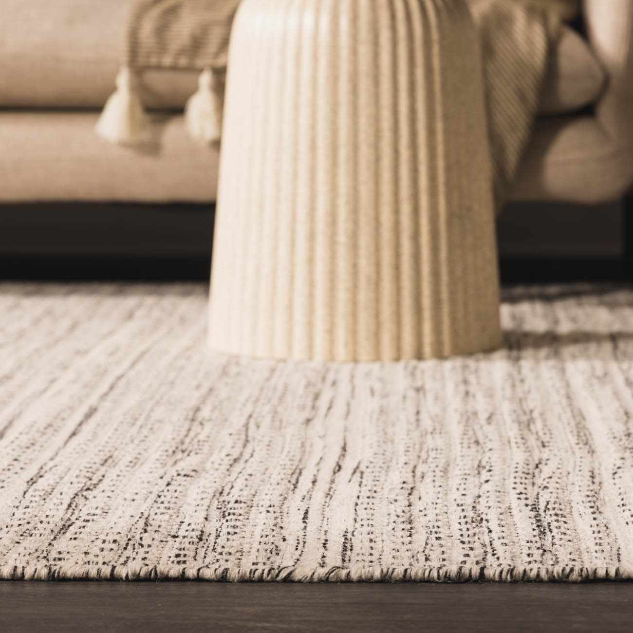 Williford Hand-Woven Wool Area Rug — Cream & Black Farmhouse Style