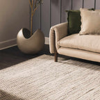 Williford Hand-Woven Wool Area Rug — Cream & Black Farmhouse Style