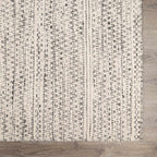 Williford Hand-Woven Wool Area Rug — Cream & Black Farmhouse Style