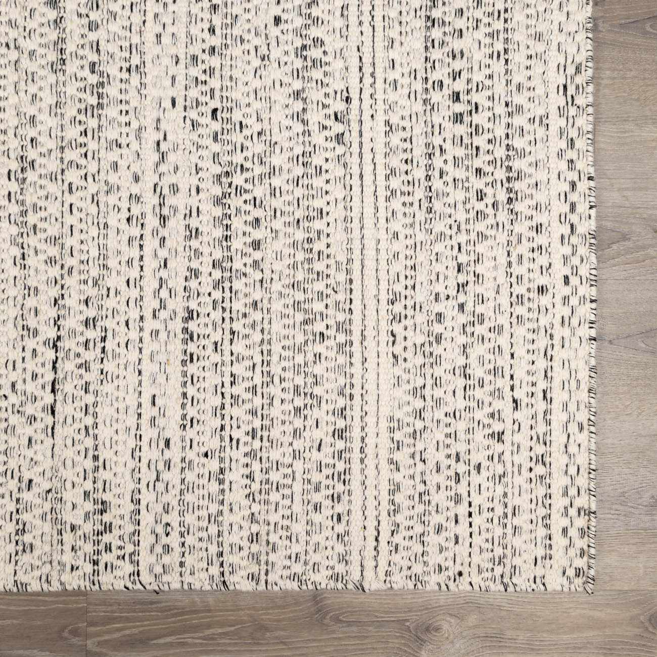 Williford Hand-Woven Wool Area Rug — Cream & Black Farmhouse Style