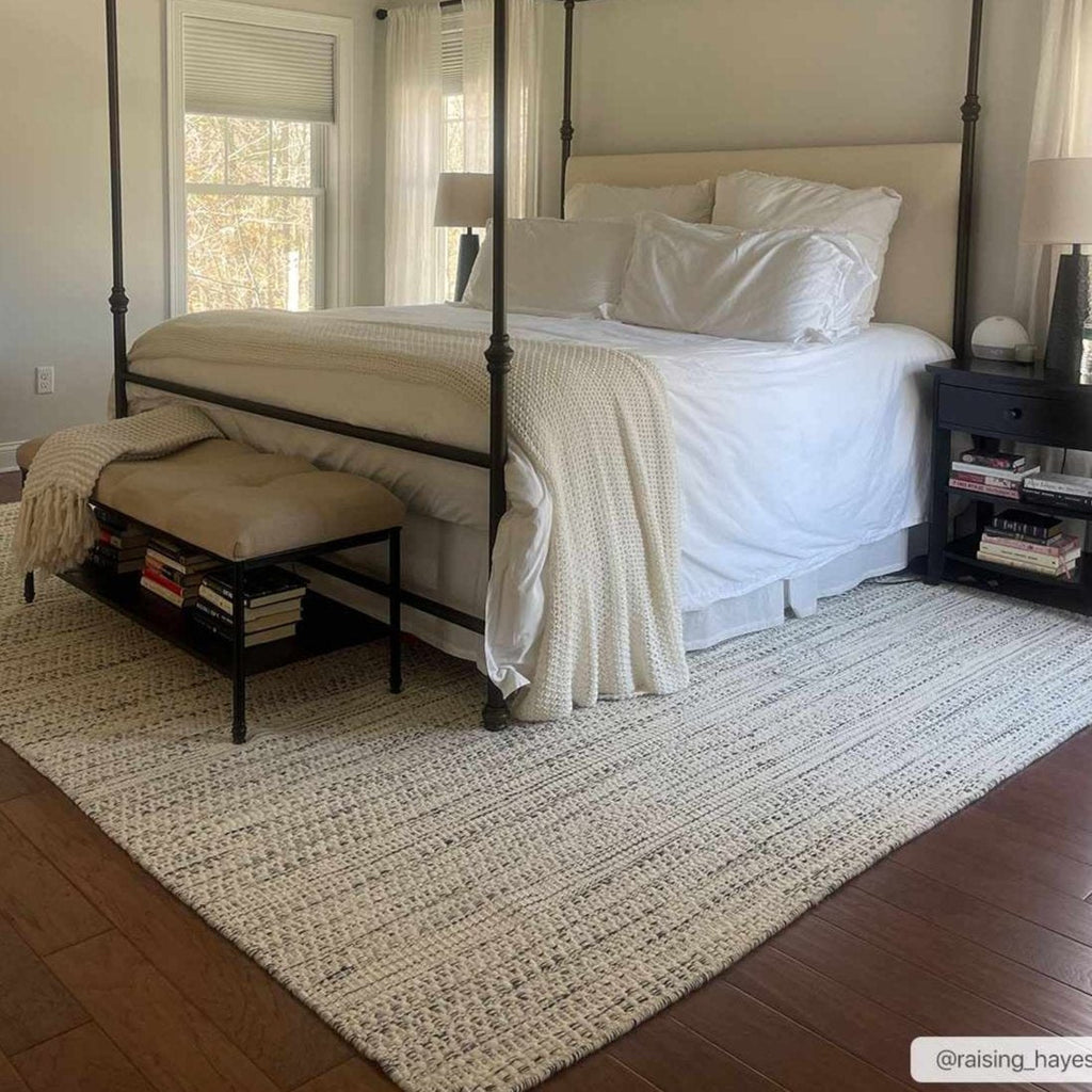 Williford Hand-Woven Wool Area Rug — Cream & Black Farmhouse Style