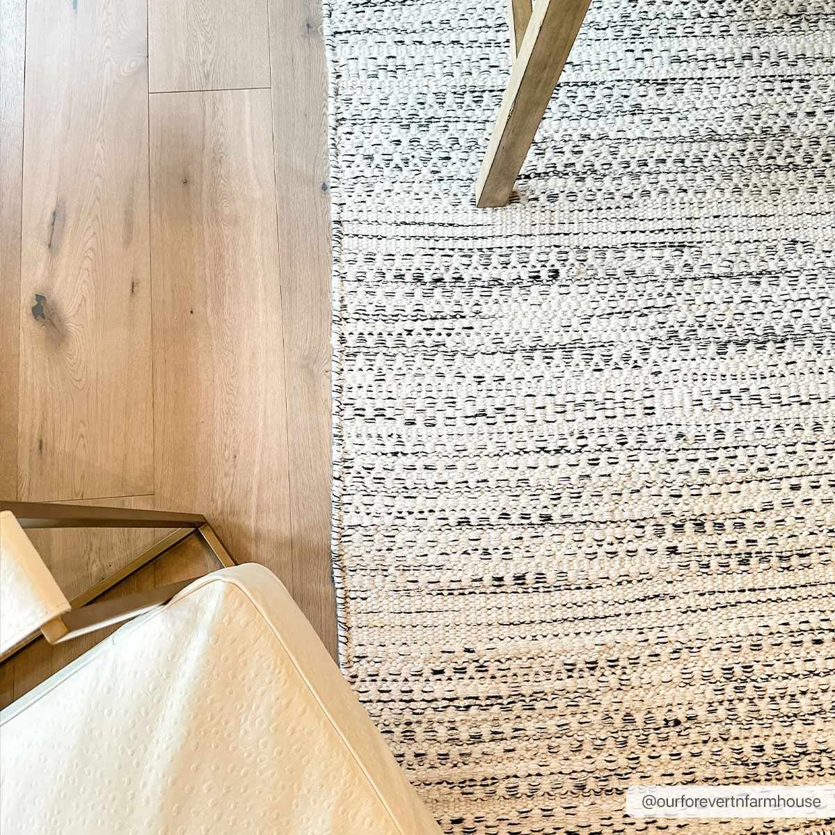 Williford Hand-Woven Wool Area Rug — Cream & Black Farmhouse Style