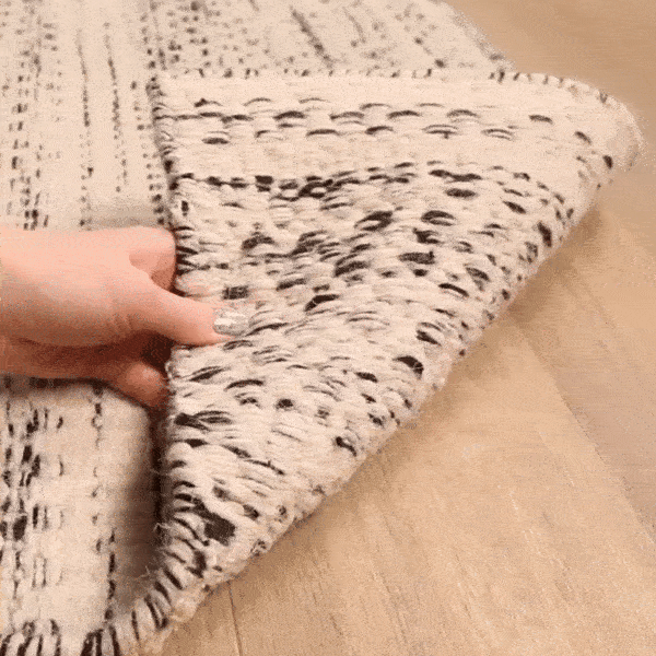 Williford Hand-Woven Wool Area Rug — Cream & Black Farmhouse Style