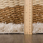 Zahur Cream & Beige Diamond Shag Area Rug — Soft Boho Living Room Rug