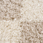 Zahur Cream & Beige Diamond Shag Area Rug — Soft Boho Living Room Rug