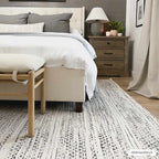 Williford Hand-Woven Wool Area Rug — Cream & Black Farmhouse Style