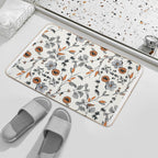 Orange Flower Pattern  Stain-Proof Bath Mat