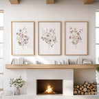 Floral Art Set of 3. Watercolor Wildflower Bouquet Prints