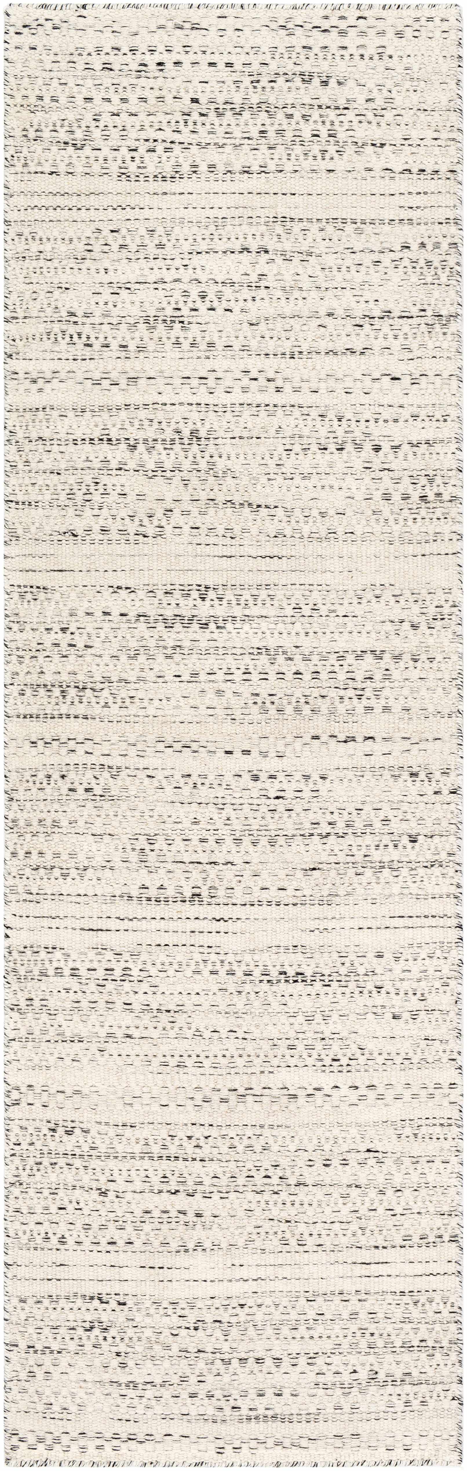 Williford Hand-Woven Wool Area Rug — Cream & Black Farmhouse Style