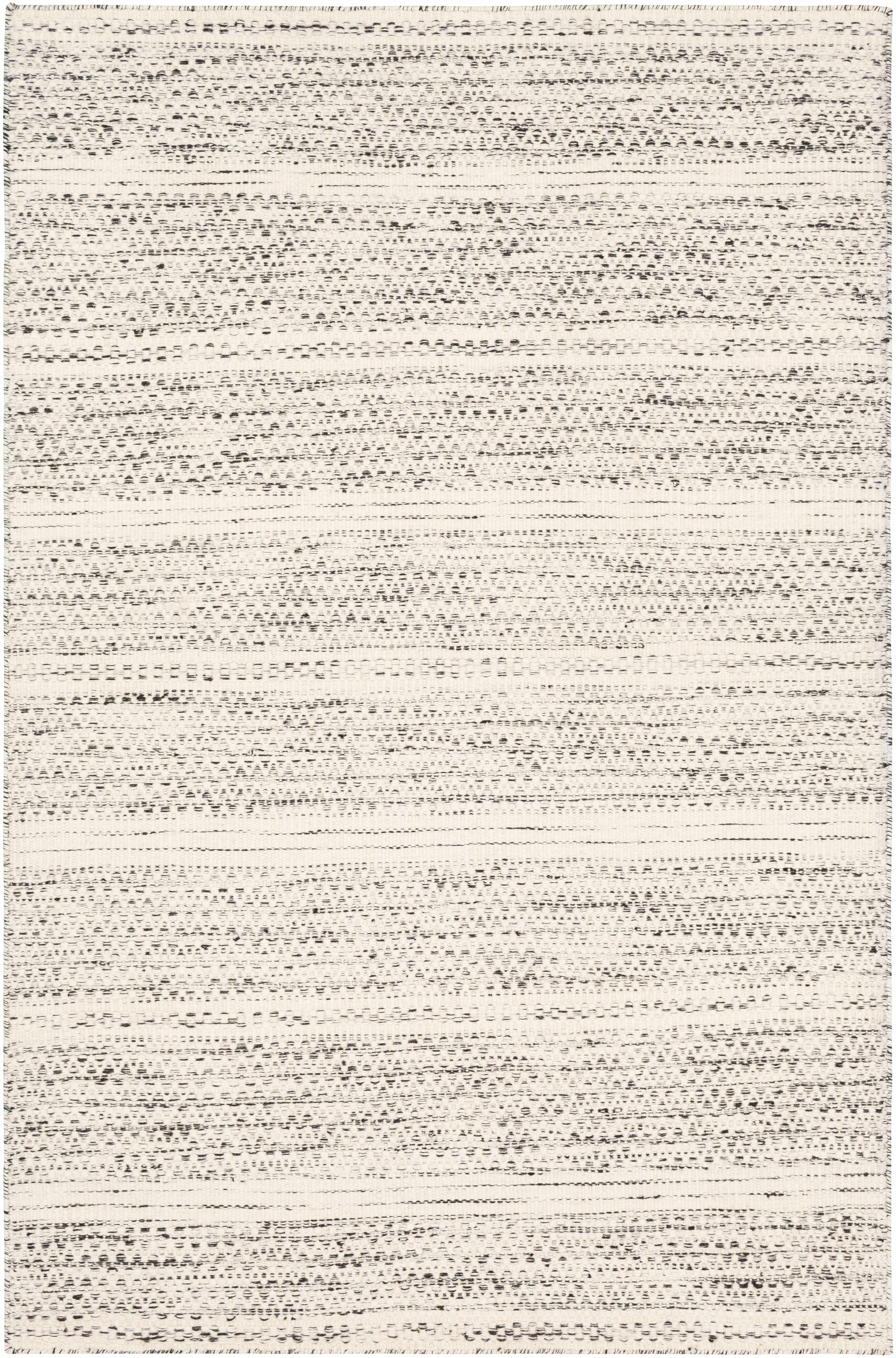 Williford Hand-Woven Wool Area Rug — Cream & Black Farmhouse Style