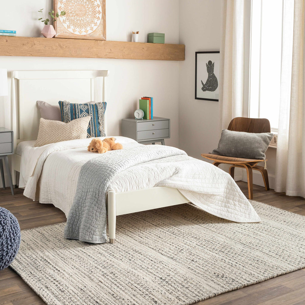 Williford Hand-Woven Wool Area Rug — Cream & Black Farmhouse Style
