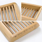 Wooden Natural Bamboo Soap Dishes Tray Holder Storage Soap Rack Plate Box Container Portable Bathroom Soap Dish Storage Box Bathroom Wooden Soap Case Holder Home Hand Craft Natural Wood Dish Holder for Soap Sponge